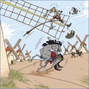 Imagen de don Quijote y los molinos de viento